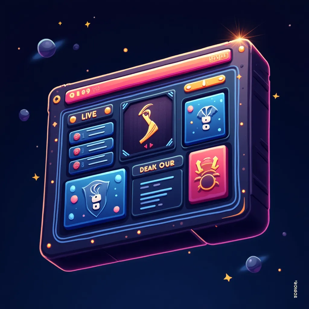 Cartoon sports betting arena with neon lights and football theme